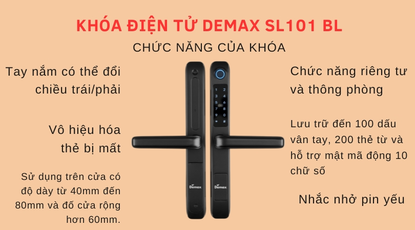 Các chức năng nổi bật của khóa điện tử Demax EL101 BL